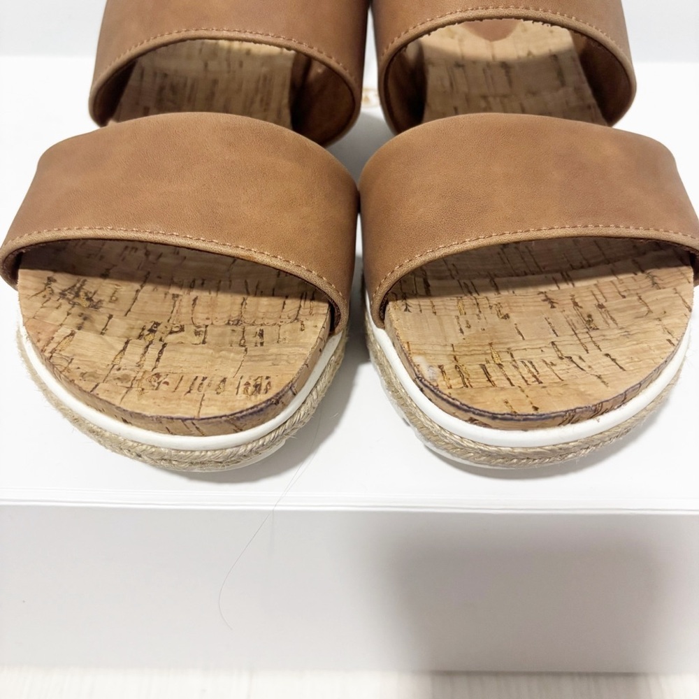 Easy‎ Street Womens Maryann Wedge Sandal Slip On Comfort Faux Brown Leather 7.5 - Picture 4 of 10